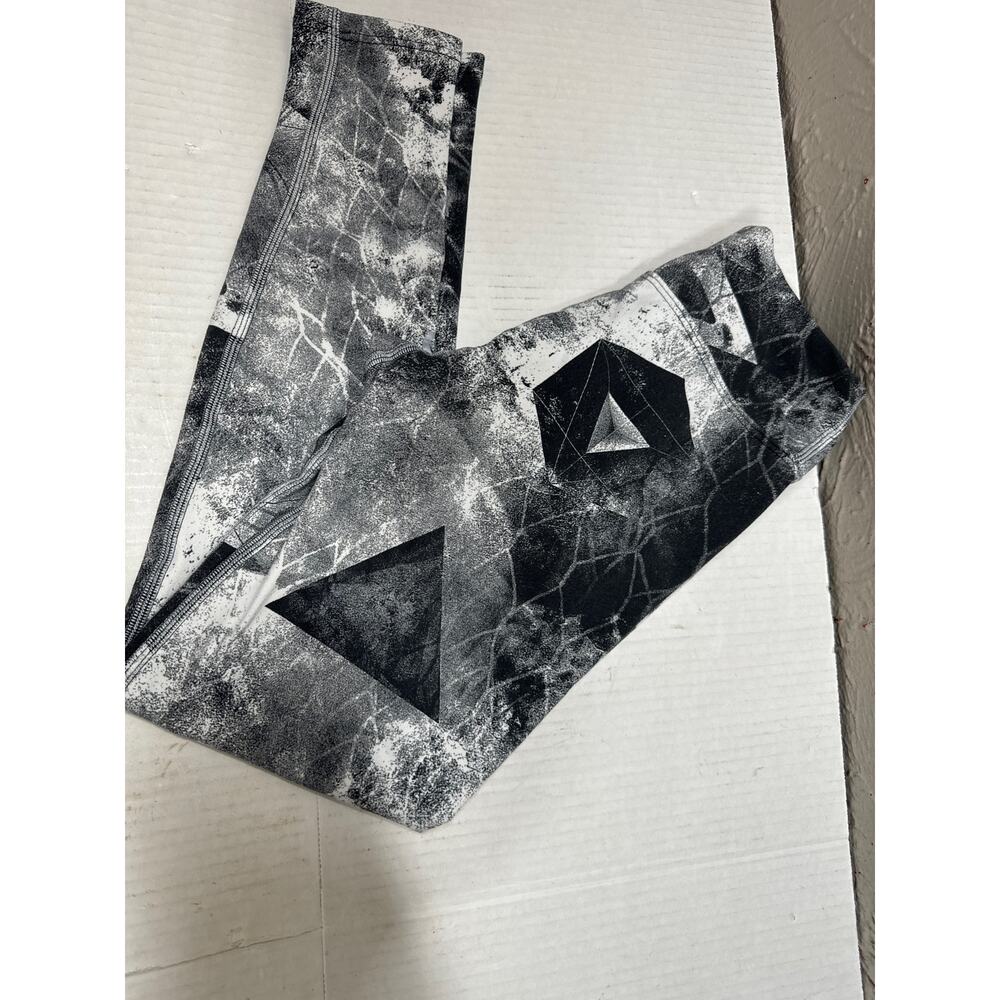 Dona Jo Black White Gray Geometric Yoga Running Leggings Women’s Size‎ 1/S